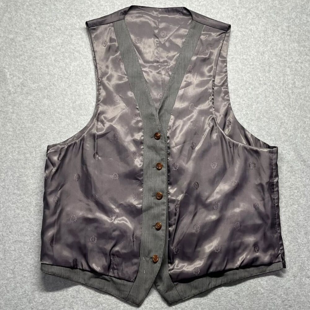 Lauren Ralph Lauren Wool Suit Vest Men's 44 Long Gray Slim Fit Paisley Lining